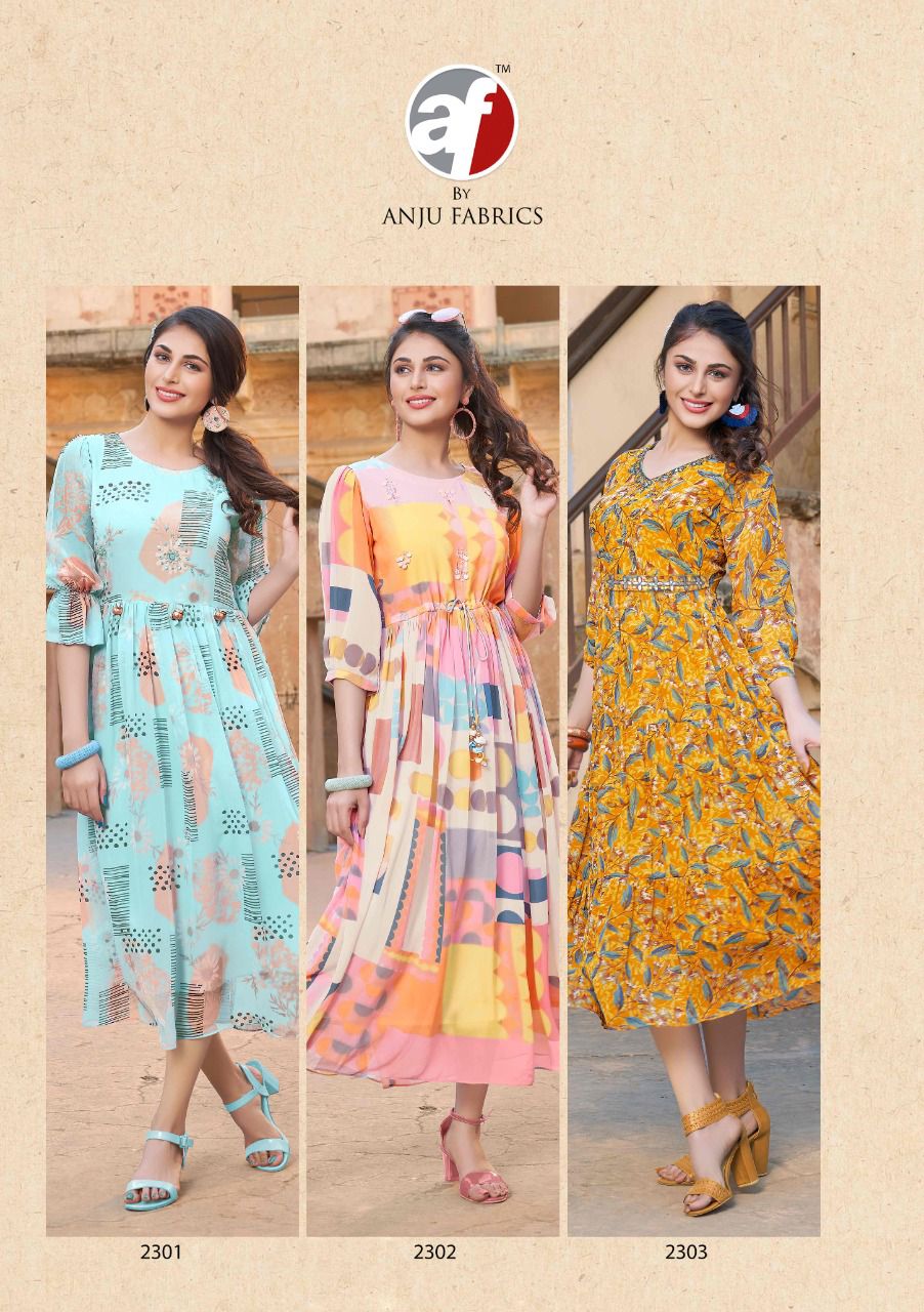 FUSION New Latest Designer Party Wear Printed Georgette Kurtis Collection